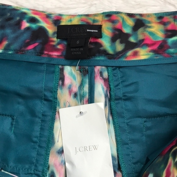 NWT J.Crew Collection Watercolor 100% Silk Shorts green sz 6 - Picture 5 of 9